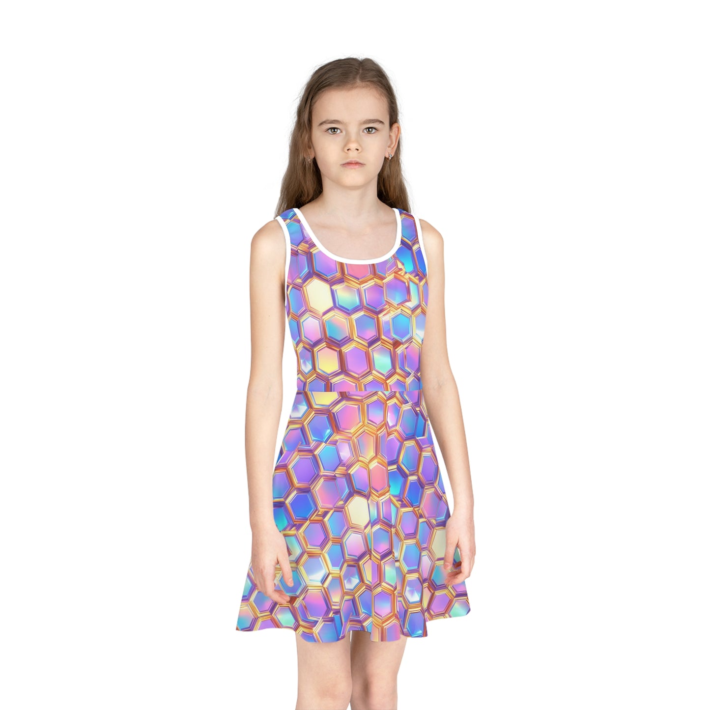 Aurora Hexagons Girls' Sleeveless Sundress