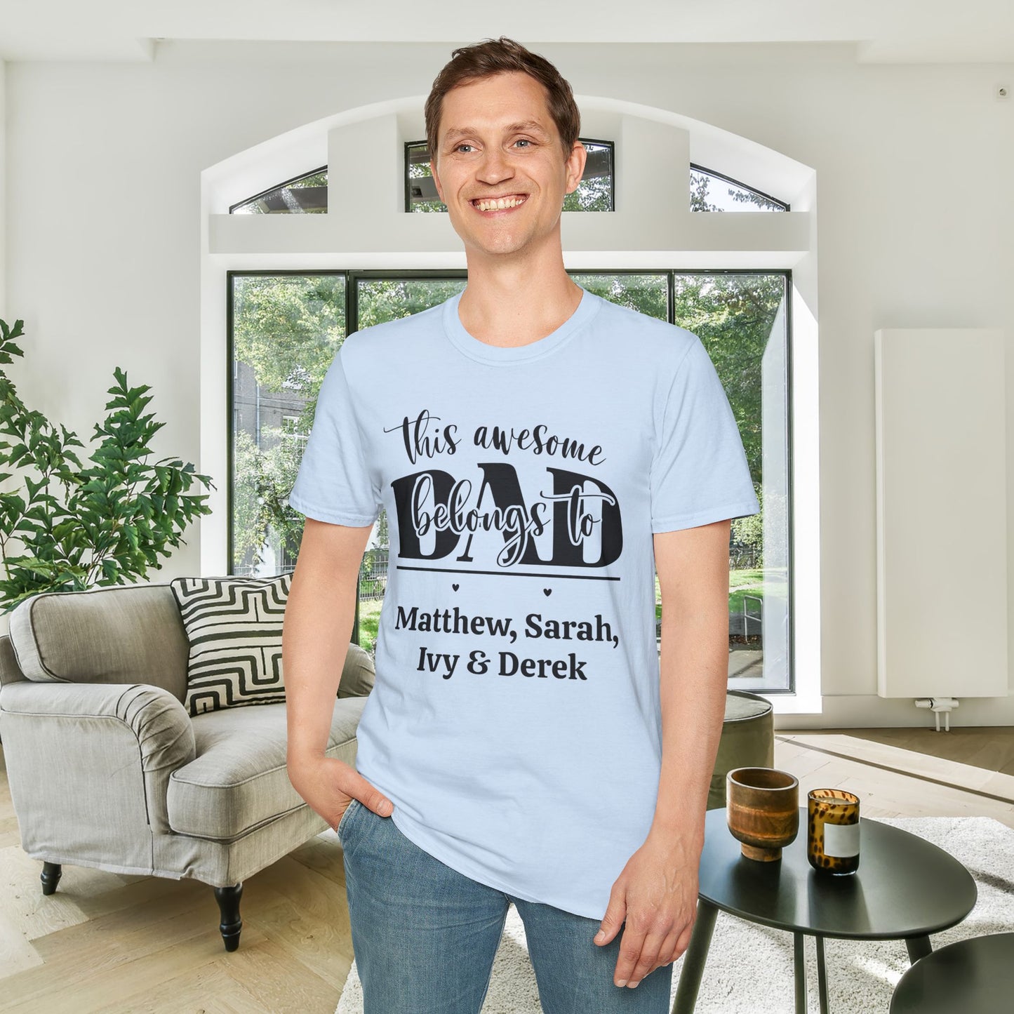 ""This Awesome Dad Belongs To... Adult T-shirt (Personalizable)