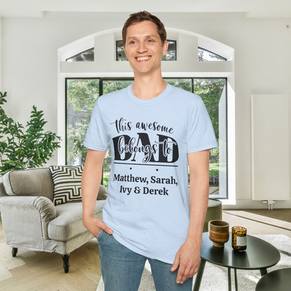 ""This Awesome Dad Belongs To... Adult T-shirt (Personalizable)