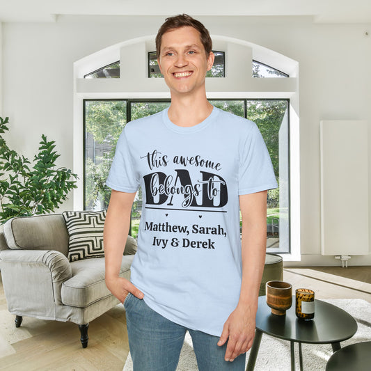 This Awesome Dad Belongs To... Adult T-shirt (Personalizable)