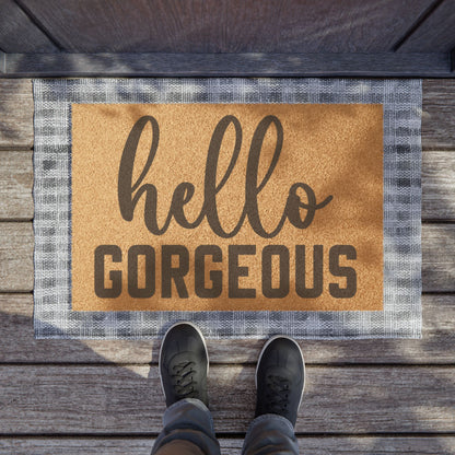 Hello Gorgeous Coconut Fiber Doormat
