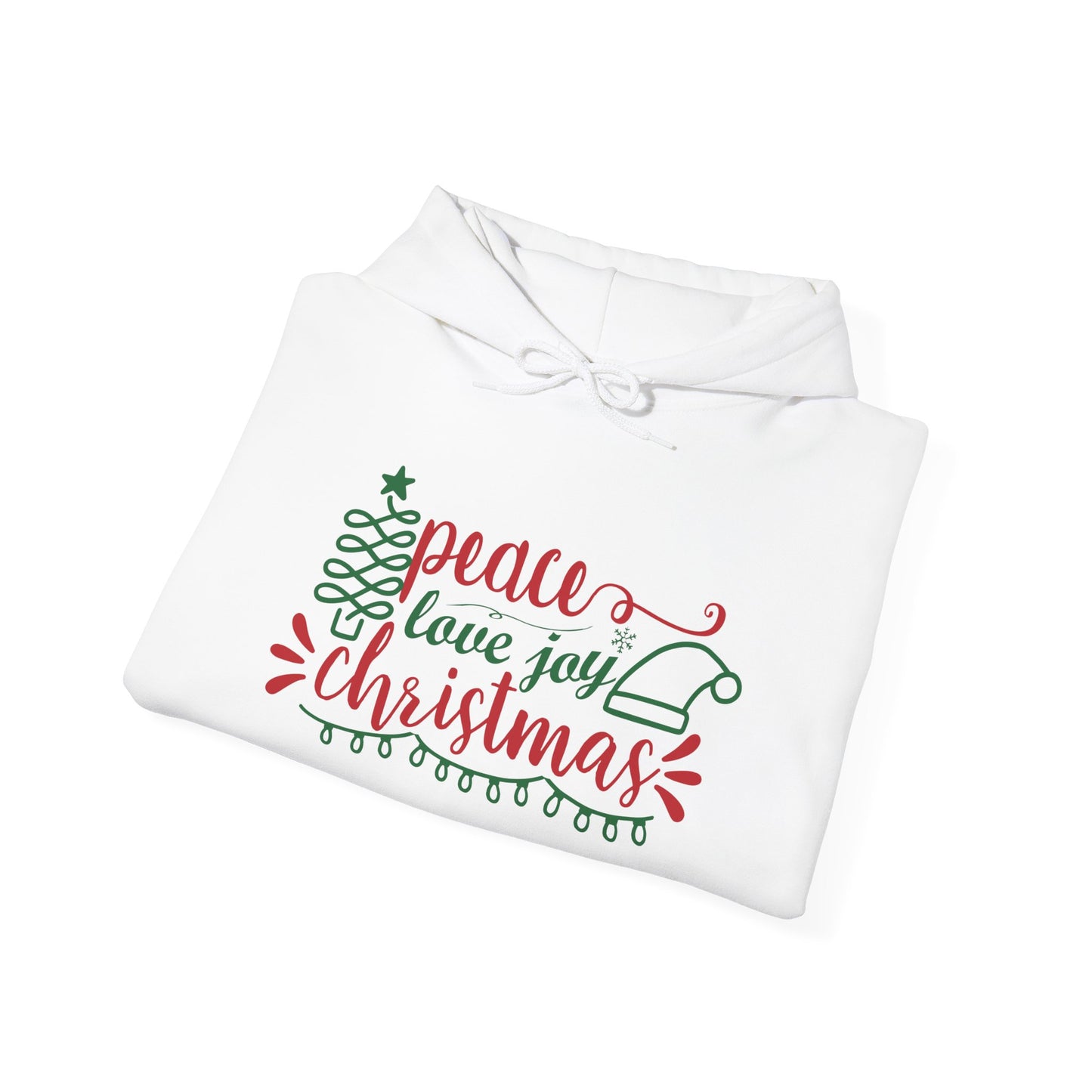 Peace Love & Joy Christmas Adult Heavy Blend™ Hooded Sweatshirt