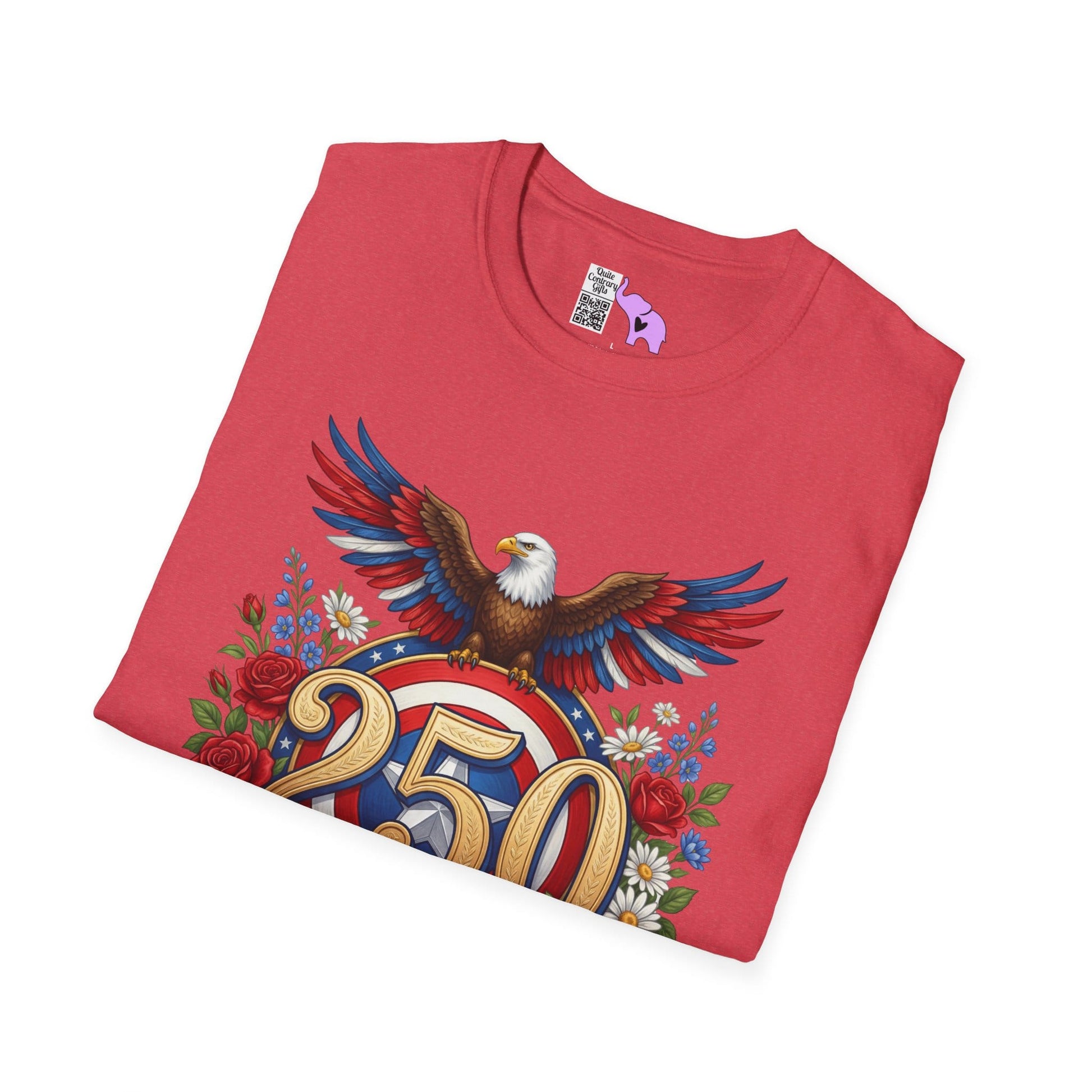 Bald Eagle & Flowers 250 Years of Freedom 1776-2026 Anniversary Adult T-shirt