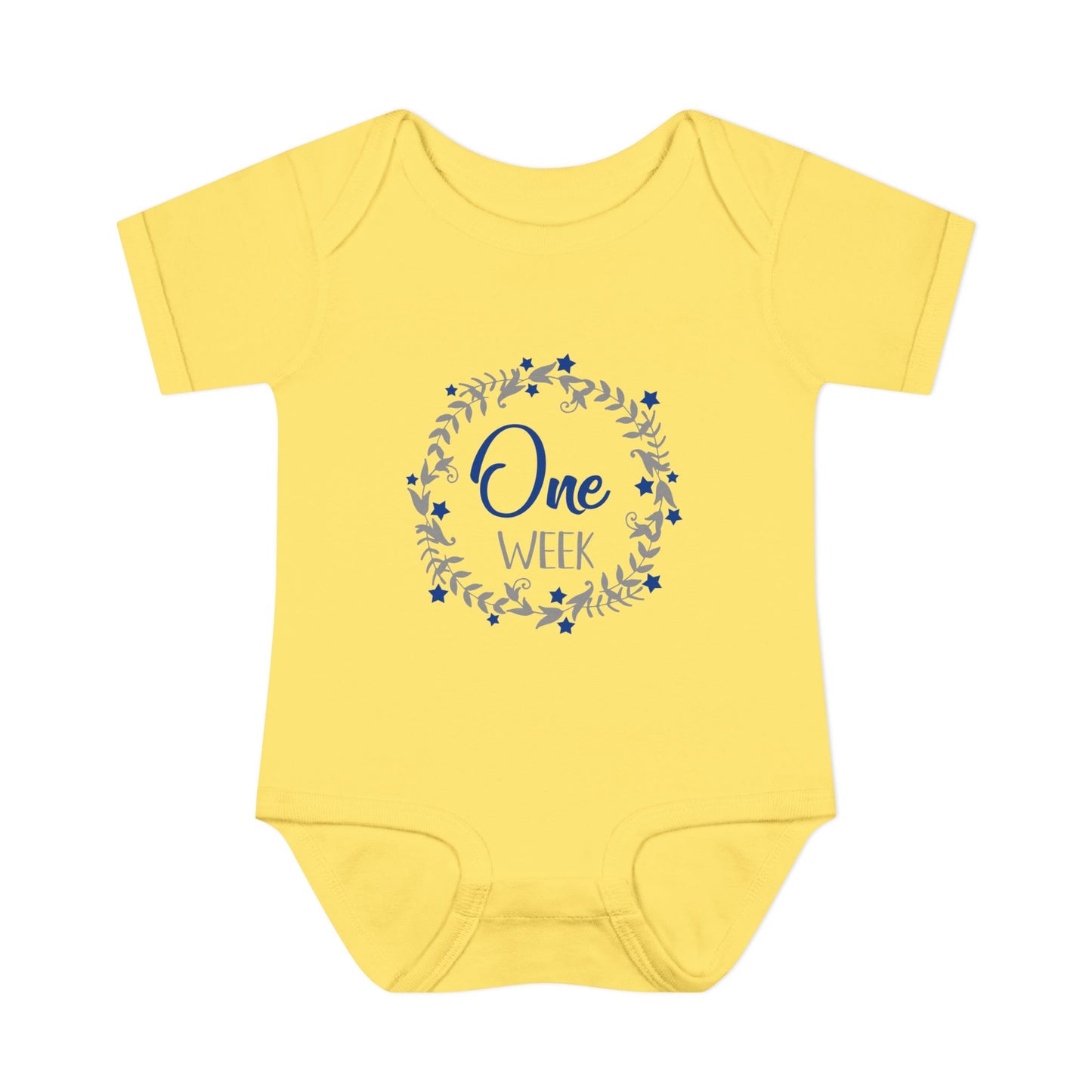 Blue Milestone Wreath Onesie-One Week