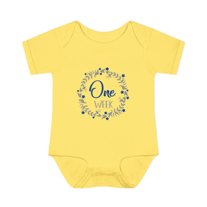Blue Milestone Wreath Onesie-One Week