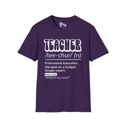 Teacher Definition, Professional Babysitter, Therapist on a Budget, Google Expert Adult T-shirt