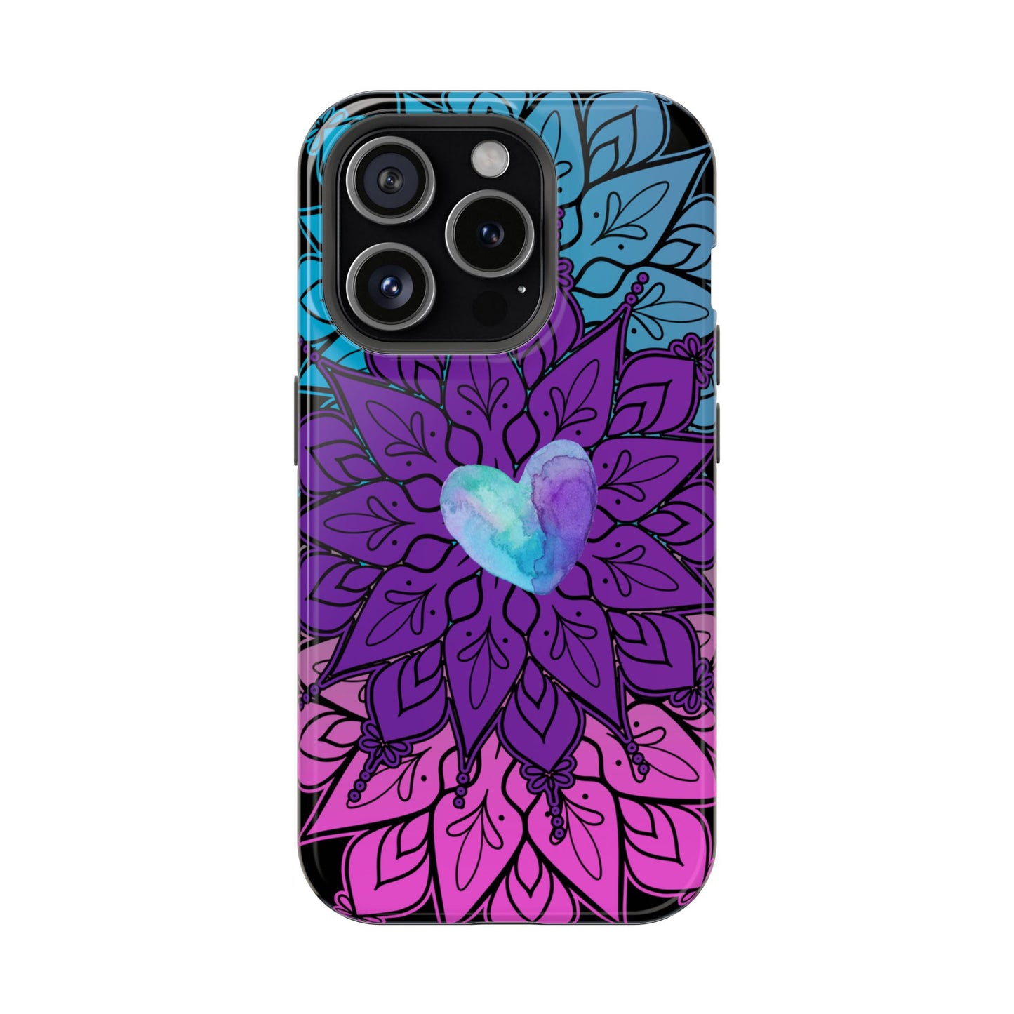 Colorful Mandala w/Heart MagSafe® Compatible Tough Case for iPhone