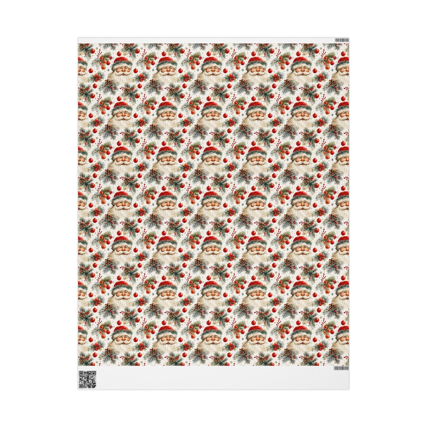 Festive Santa & Holly Blooms Wrapping Paper