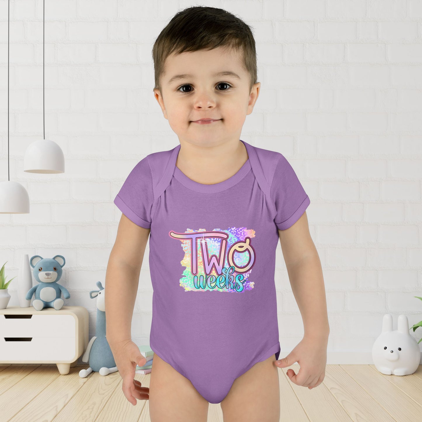 Pastel Wild One Milestone Baby Bodysuit-Two Weeks