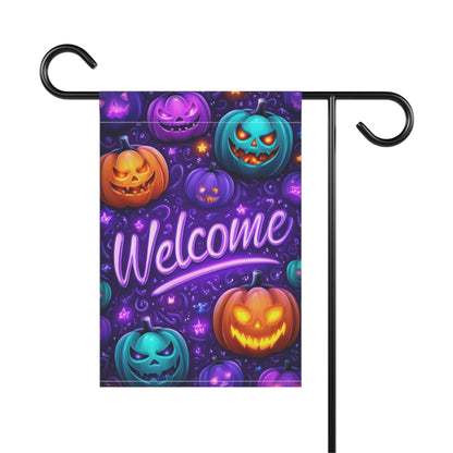 Welcome Halloween Purple Garden Banner