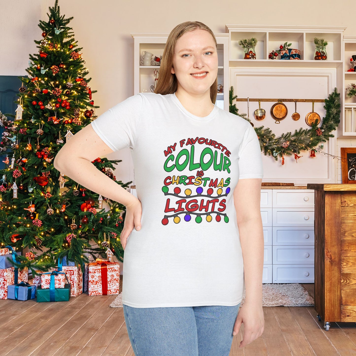 My Favourite Colour Is Christmas Lights  Adult T-shirt