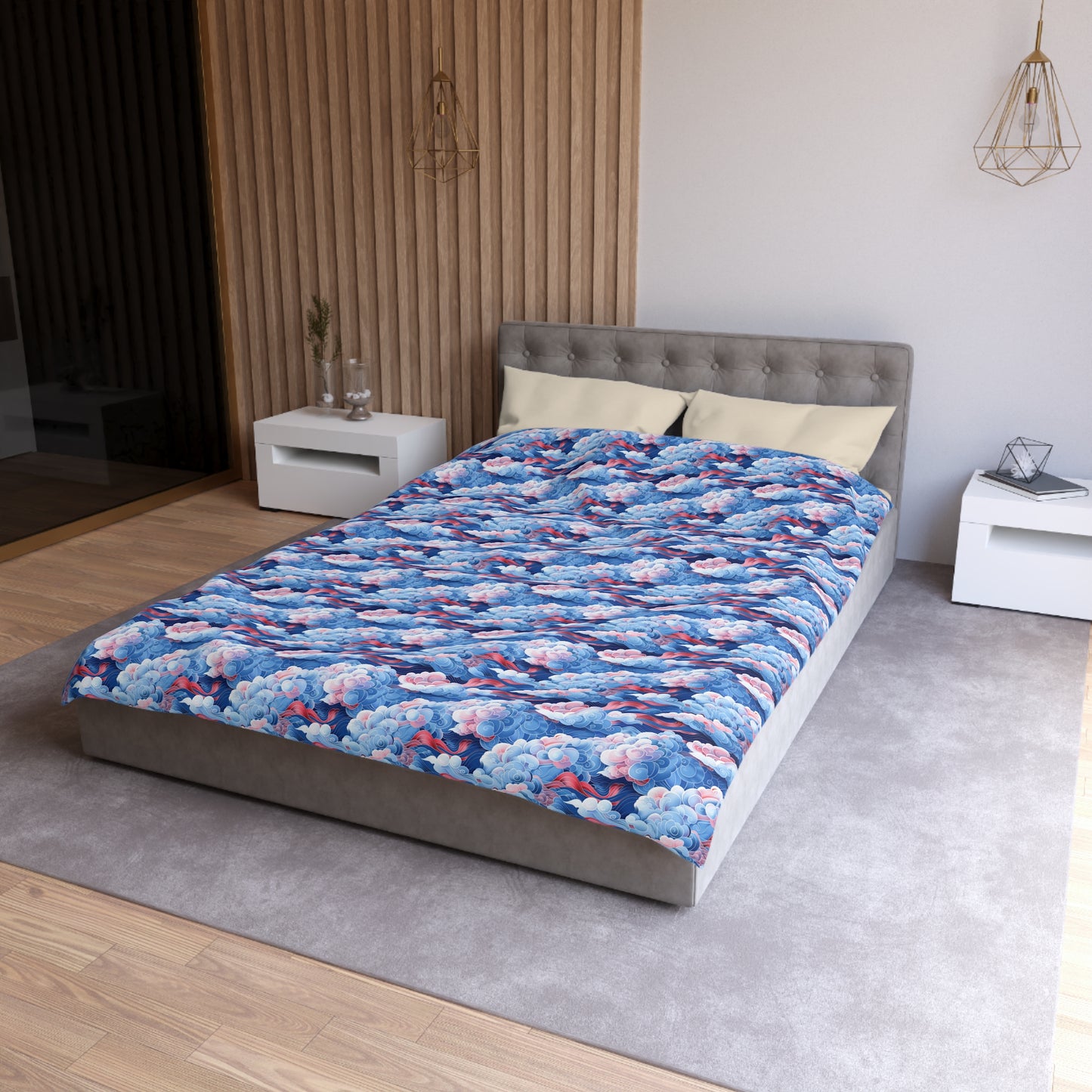 Azure Kumo Flow Microfiber Duvet Cover