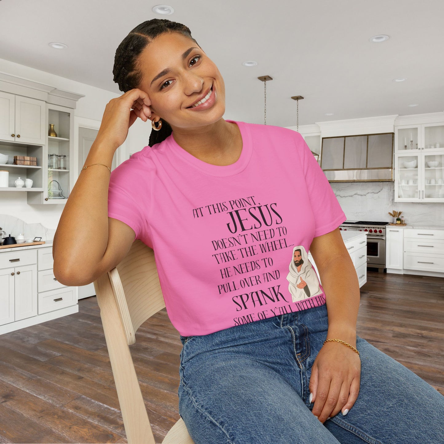 At This Point, Jesus Doesn't Need To Take The Wheel...  Adult T-shirt