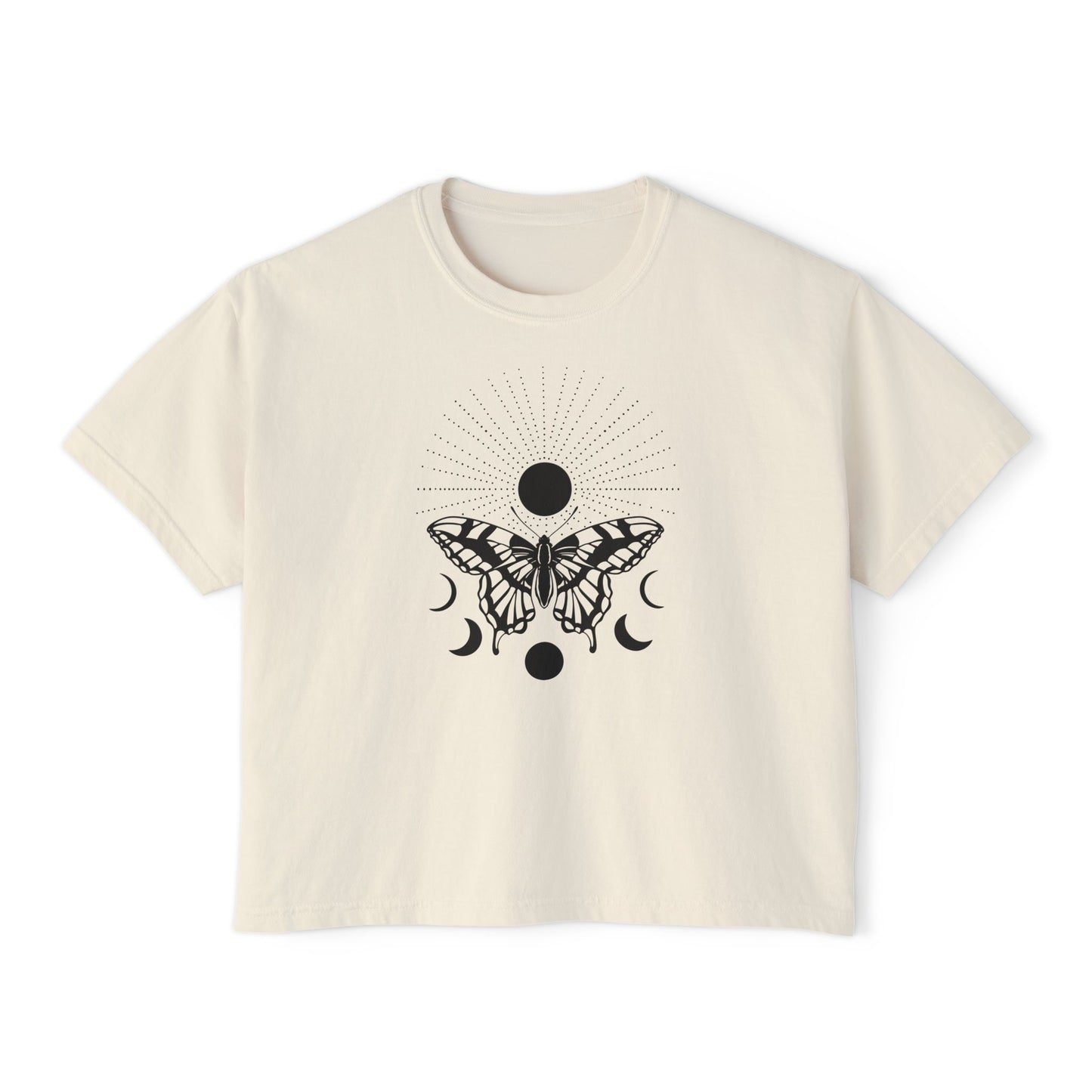 Butterfly w/Sun, Moon, & Stars Women's Boxy Tee