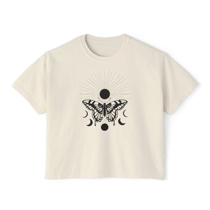 Butterfly w/Sun, Moon, & Stars Women's Boxy Tee