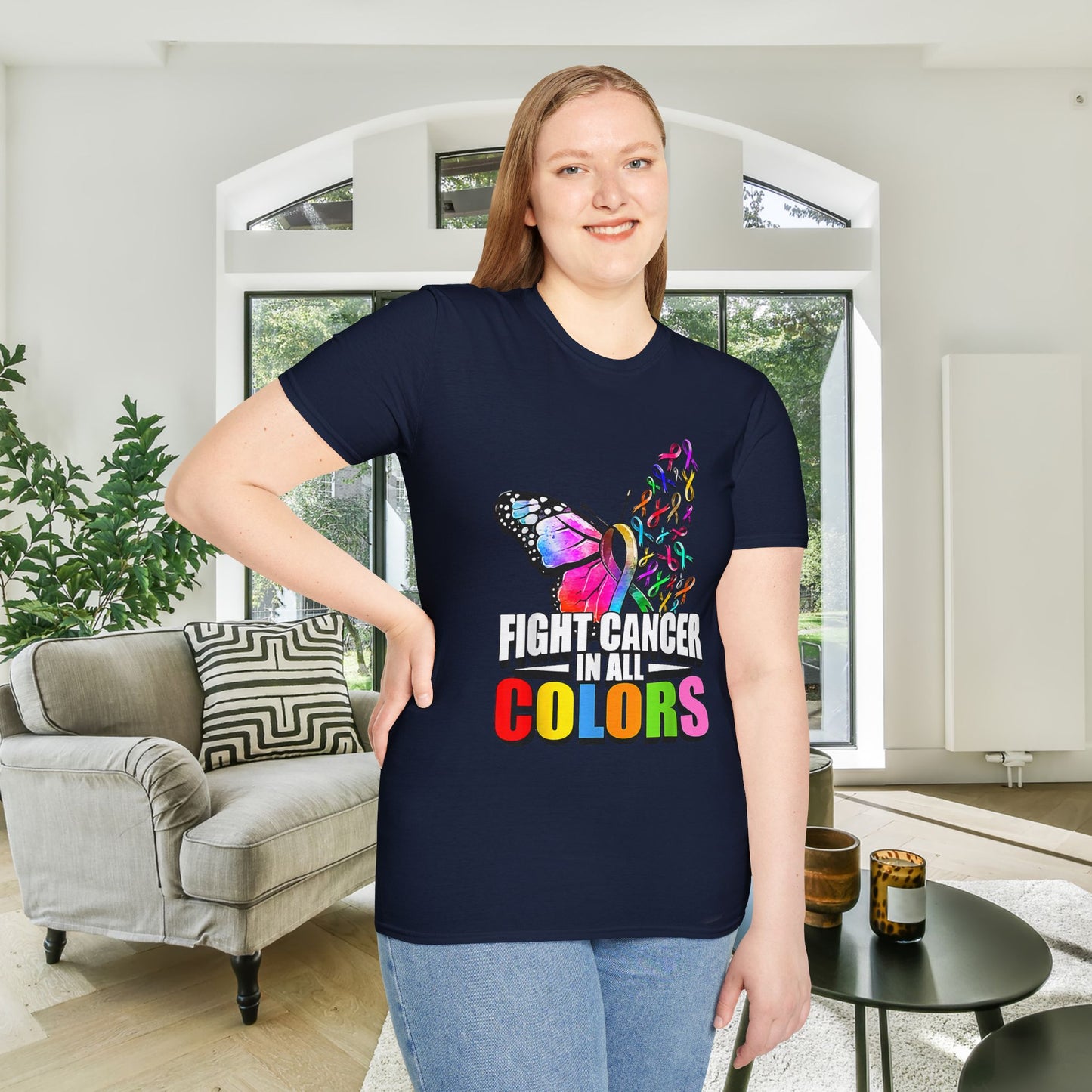 Butterfly Fight Cancer in All Colors 10 Adult T-shirt