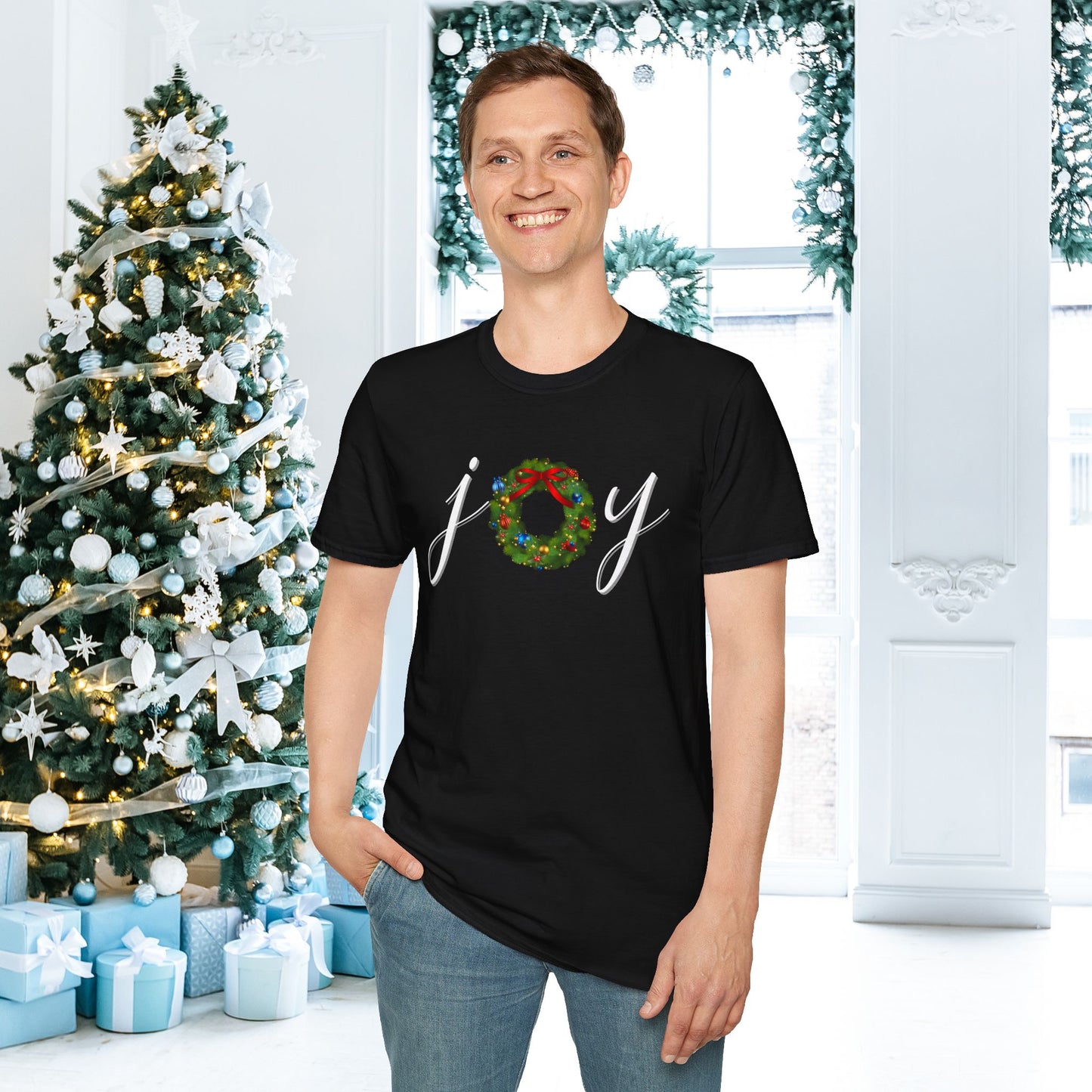 Joy with Wreath Adult T-shirt