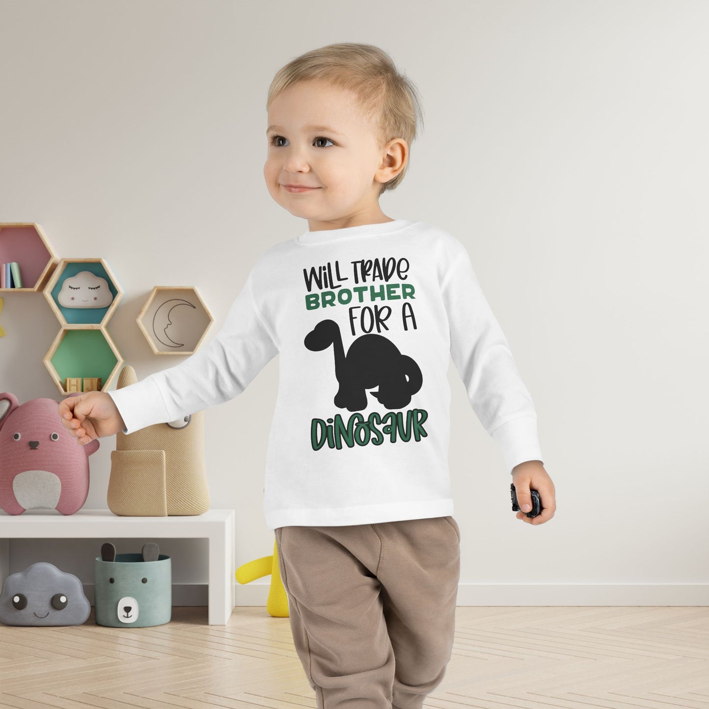 Will Trade Brother for a Dinosaur Toddler Long Sleeve Tee