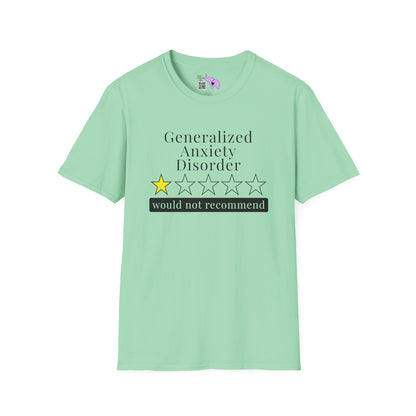 Geralized Anxiety Disorder 1 Star Would Not Recommend Adult T-shirt