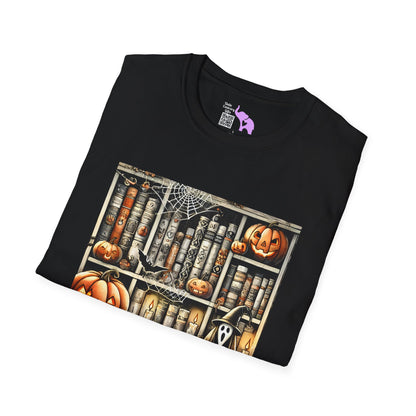 Spooky Book Shelf Adult T-shirt