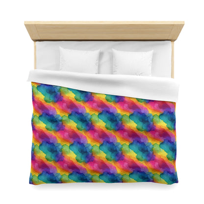 Rainbow Watercolors Microfiber Duvet Cover