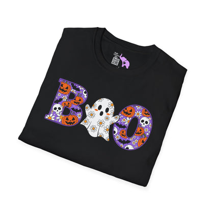 Cute Floral Boo w/Ghost Adult T-shirt