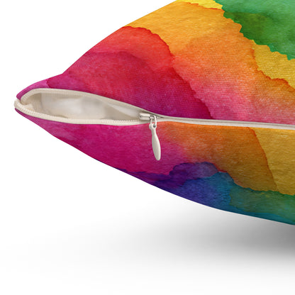Rainbow Watercolors Throw Pillow
