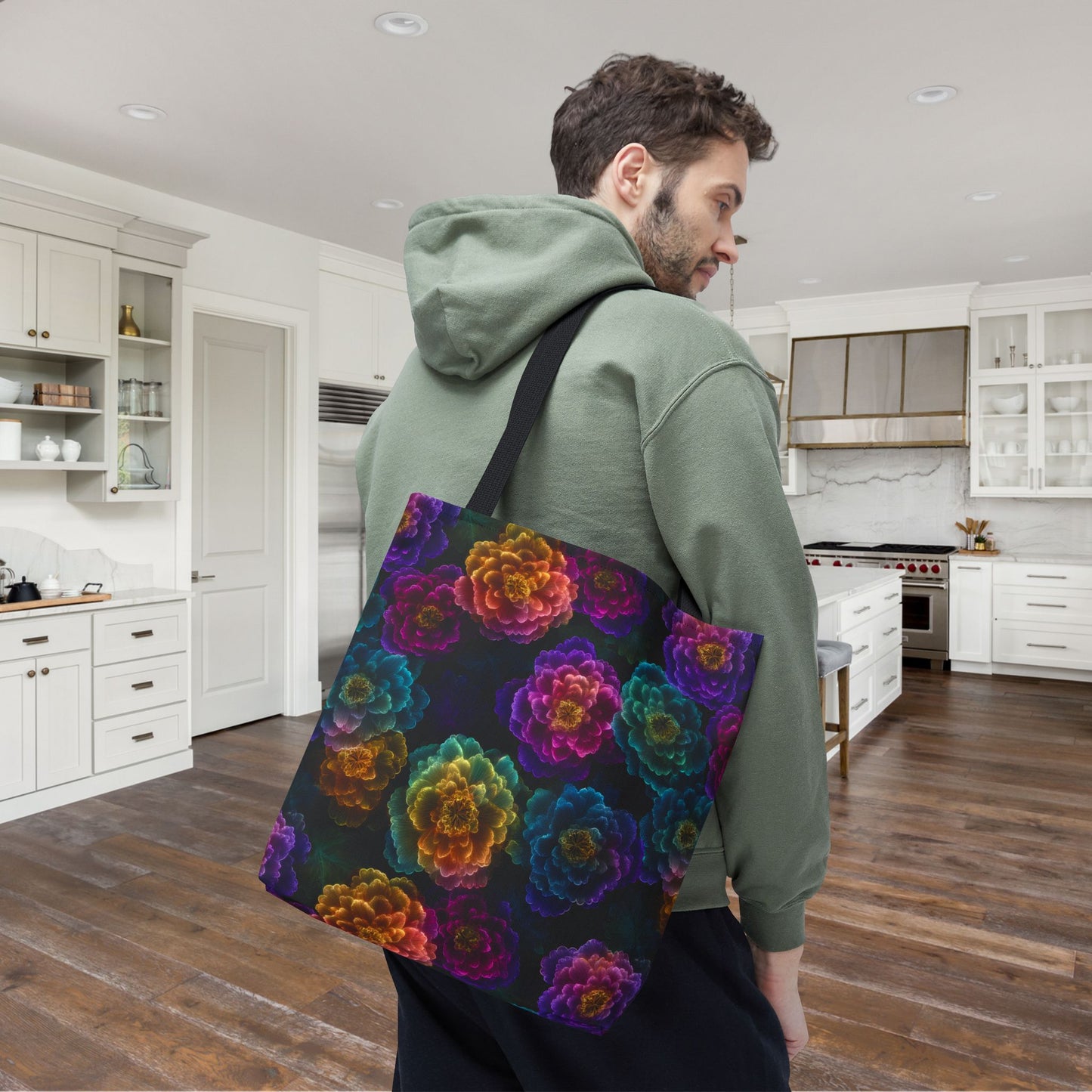 Neon Whisper Blooms Canvas Tote Bag