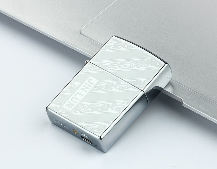 Etched Metallic USB Rechargeable Lighter