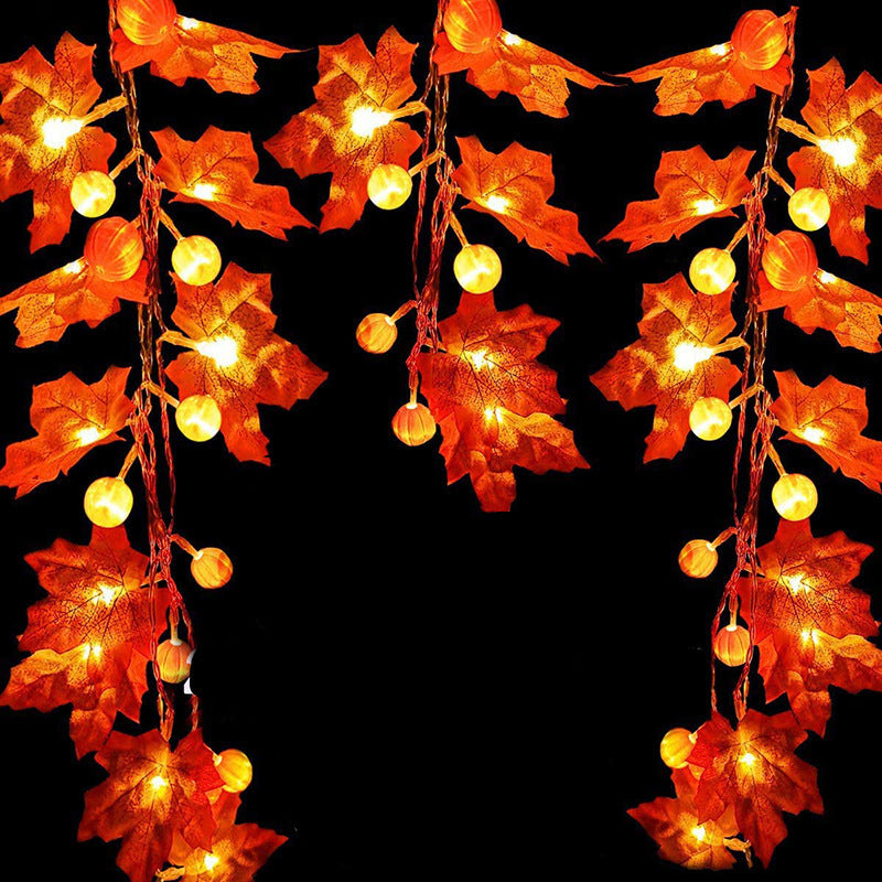 Maple Leaf & Pumpkin String Light Set