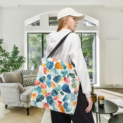 Watercolor Pebble Terrazzo Canvas Tote Bag