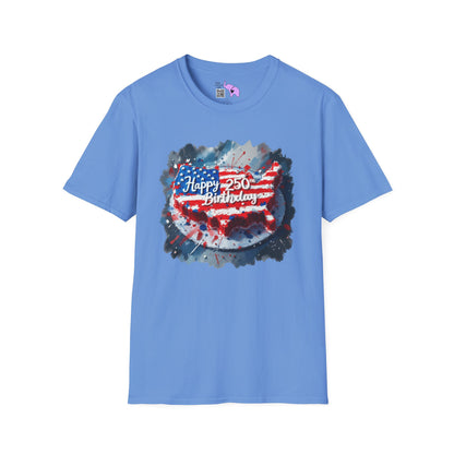 America-Shaped Happy 250th Birthday Cake Adult T-shirt