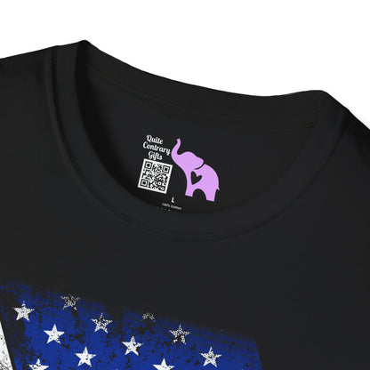 Distressed American Flag w/Dog Tags Adult T-Shirt