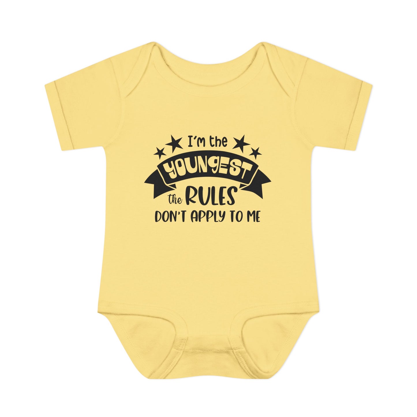 I'm The Youngest The Rules Don't Apply To Me Infant Baby Rib Bodysuit