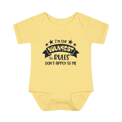 I'm The Youngest The Rules Don't Apply To Me Infant Baby Rib Bodysuit
