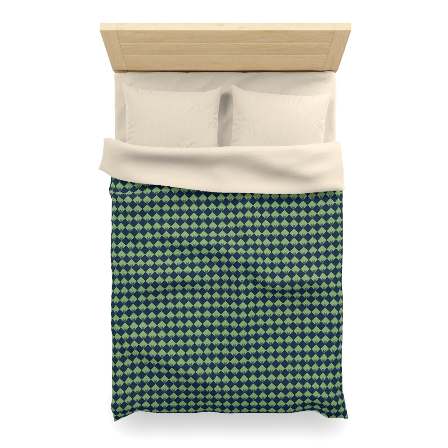 Diamond Bloom-Sage & Navy Microfiber Duvet Cover