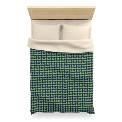 Diamond Bloom-Sage & Navy Microfiber Duvet Cover