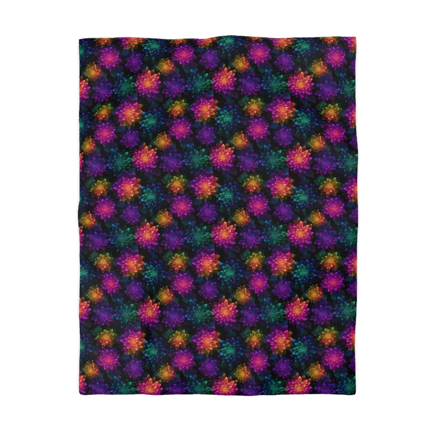 Neon Lotus Blooms Duvet Bedding Set
