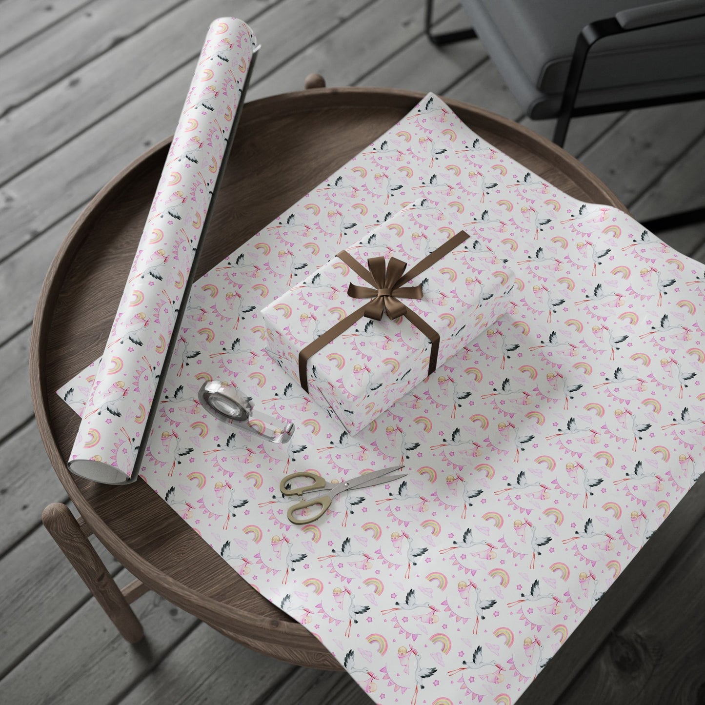 Baby Girl Stork Delivery Gift Wrap