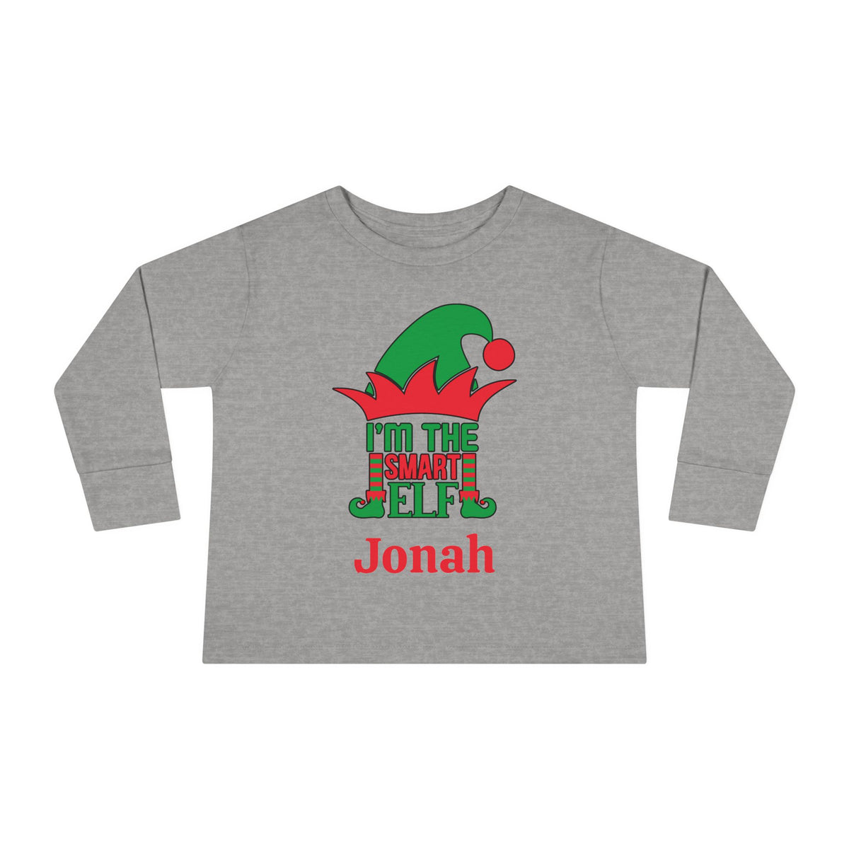 I'm The Smart Elf Personalized Toddler Long Sleeve Tee
