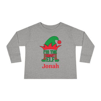 I'm The Smart Elf Personalized Toddler Long Sleeve Tee