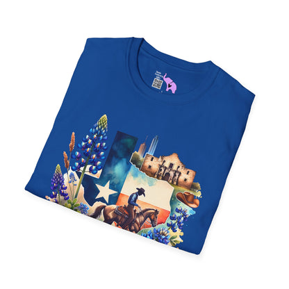 Texas Cowboy & Bluebonnets Adult T-shirt