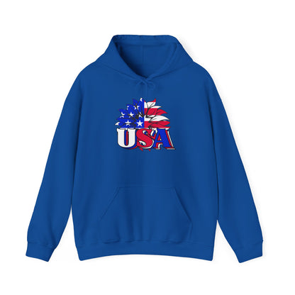 USA Red White & Blue Sunflower Heavy Blend™ Hooded Sweatshirt