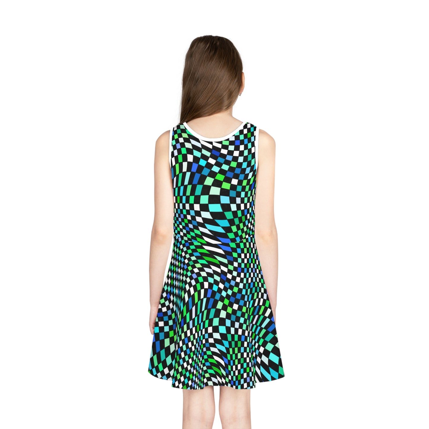 Warped Green Checkered Girls Sundress
