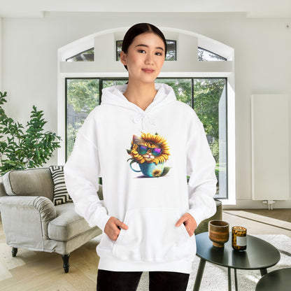 Cool Sunflower Kitten 1 Heavy Blend™ Hooded Sweatshirt
