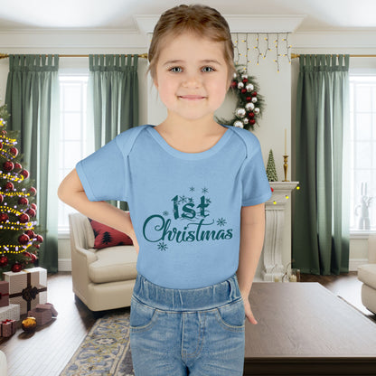 1st Christmas Infant Baby Rib Bodysuit