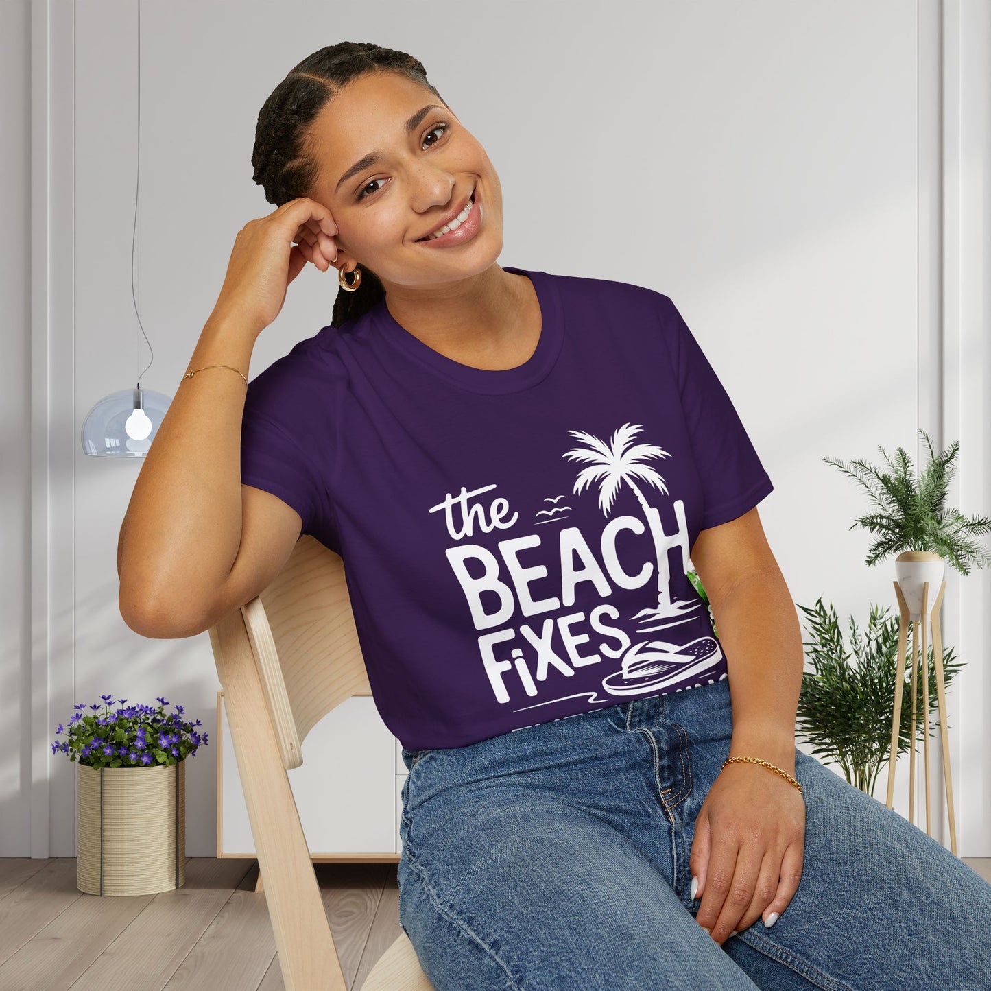The Beach Fixes Everything Adult T-shirt