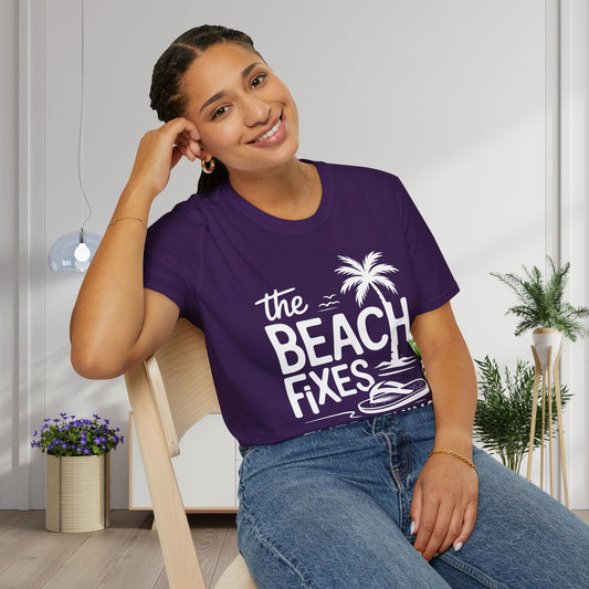 The Beach Fixes Everything Adult T-shirt