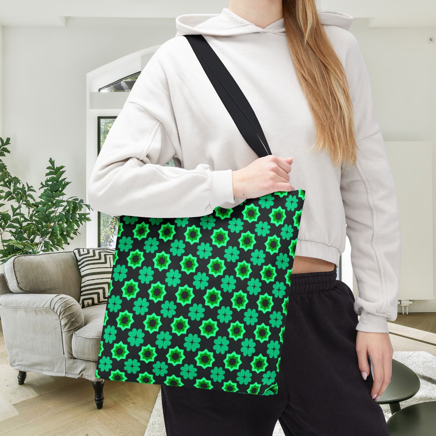 Clover Bloom Burst Canvas Tote Bag