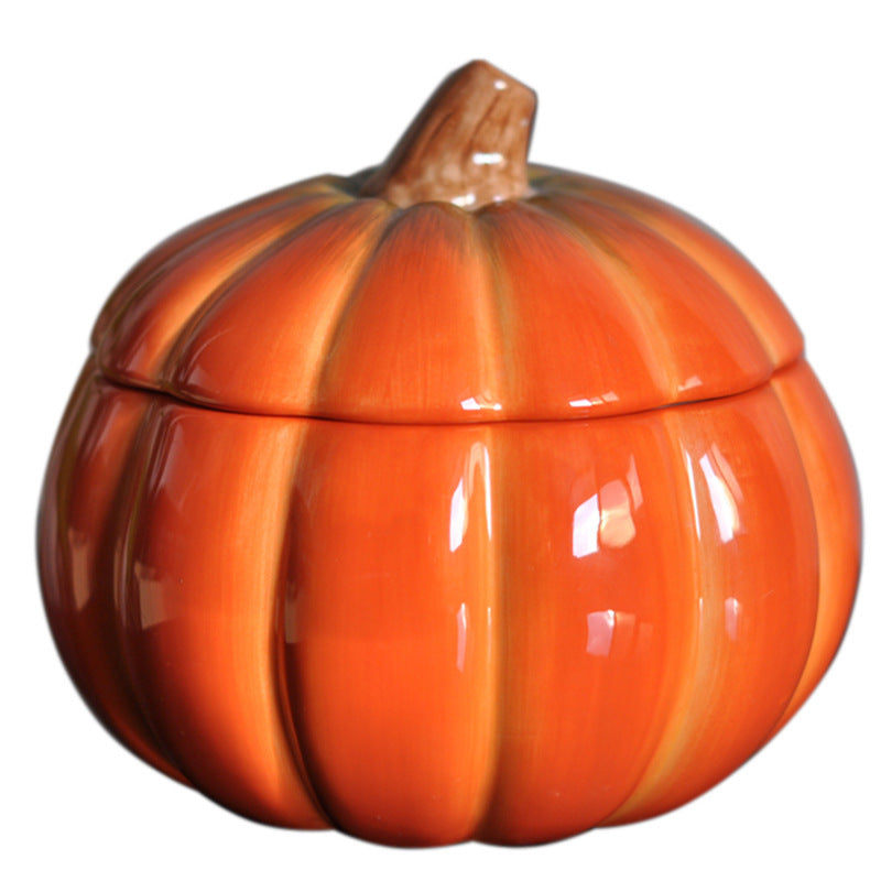 Ceramic Pumpkin-Shaped Cookie/Candy Jar